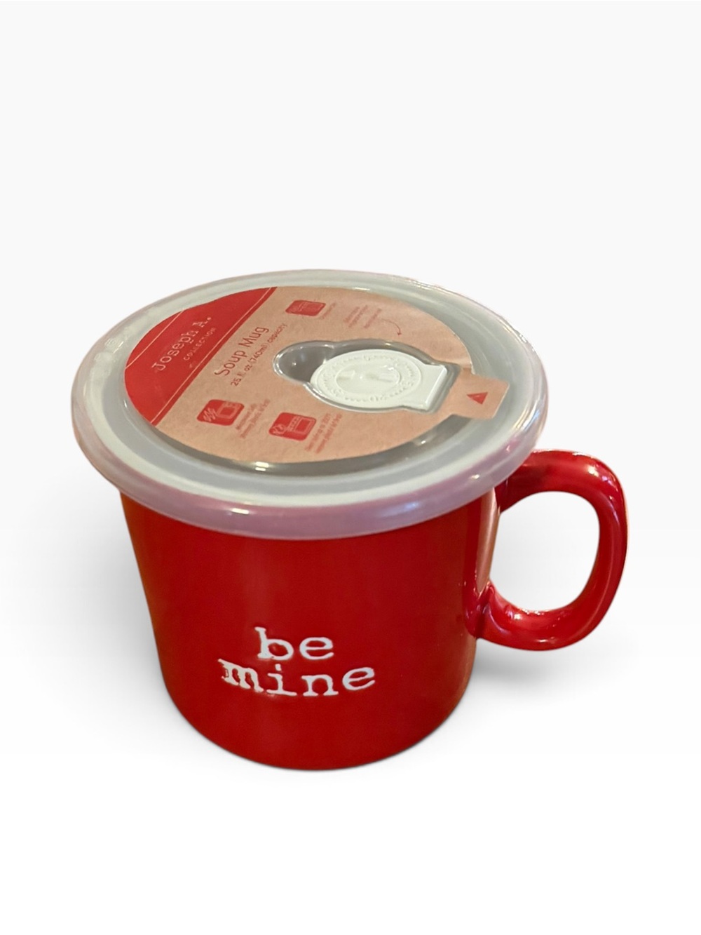 Joseph A. Collection "Be Mine" Red Ceramic Soup Mug with Vented Lid 25 fl oz